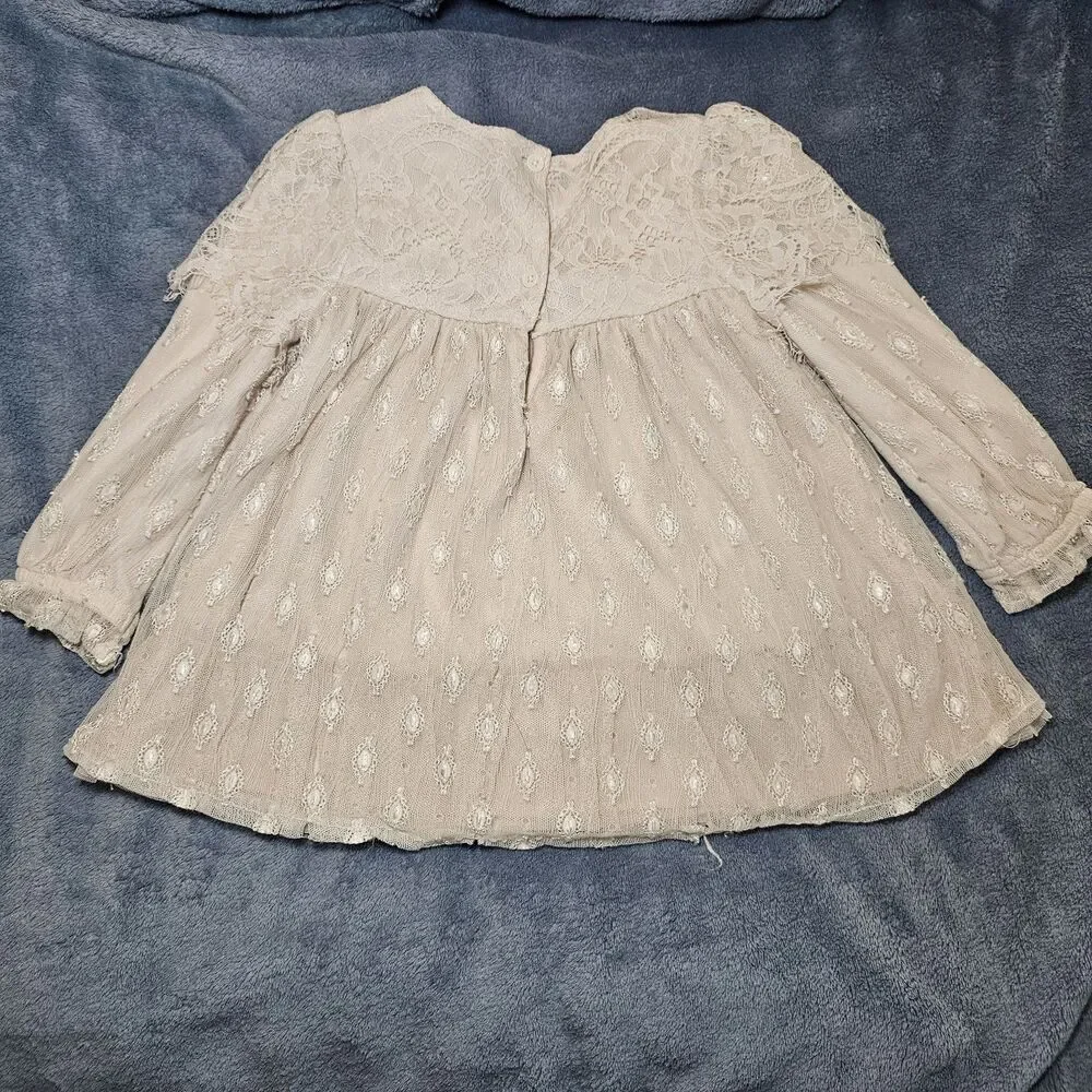 Nannette Baby Dress Lace Style 3 Layers 24M Light Peach Creme Colored
